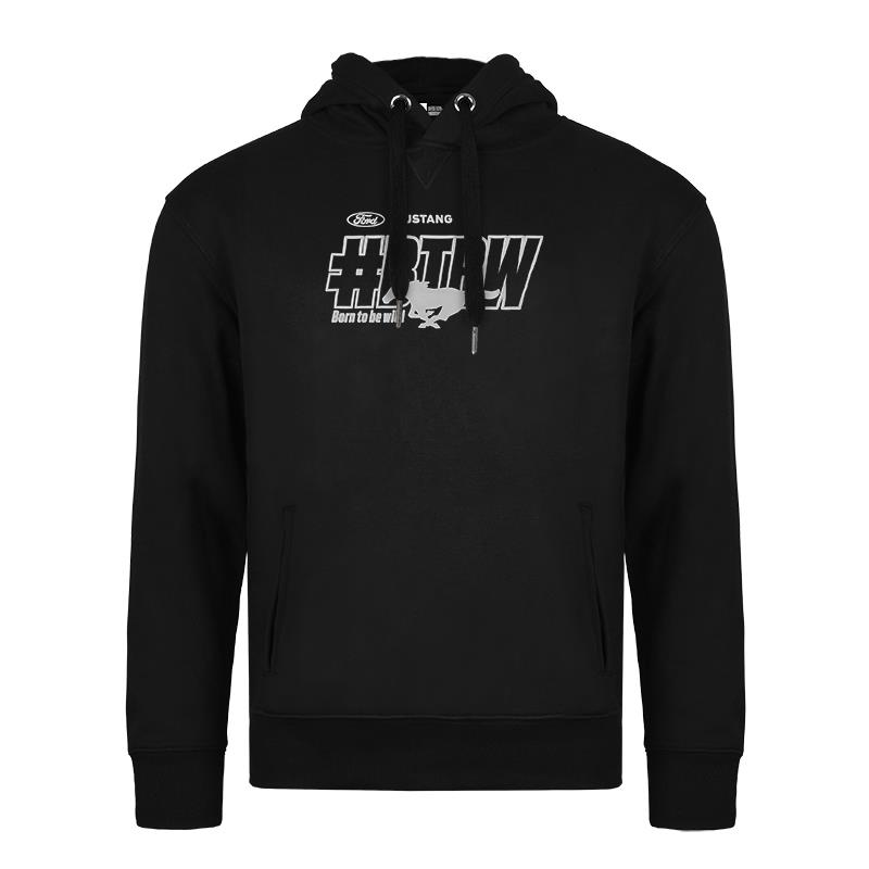 Ford Mustang Hoodie "Born To Be Wild" schwarz mit grauer Beflockung