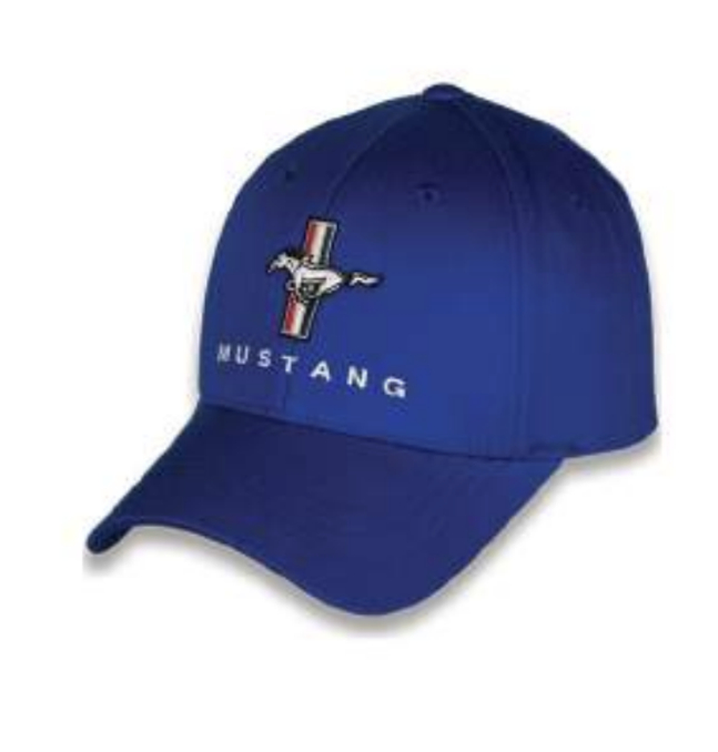 Ford Mustang Baseball Cap blau mit Tri-Bar Pony und Mustang Schriftzug