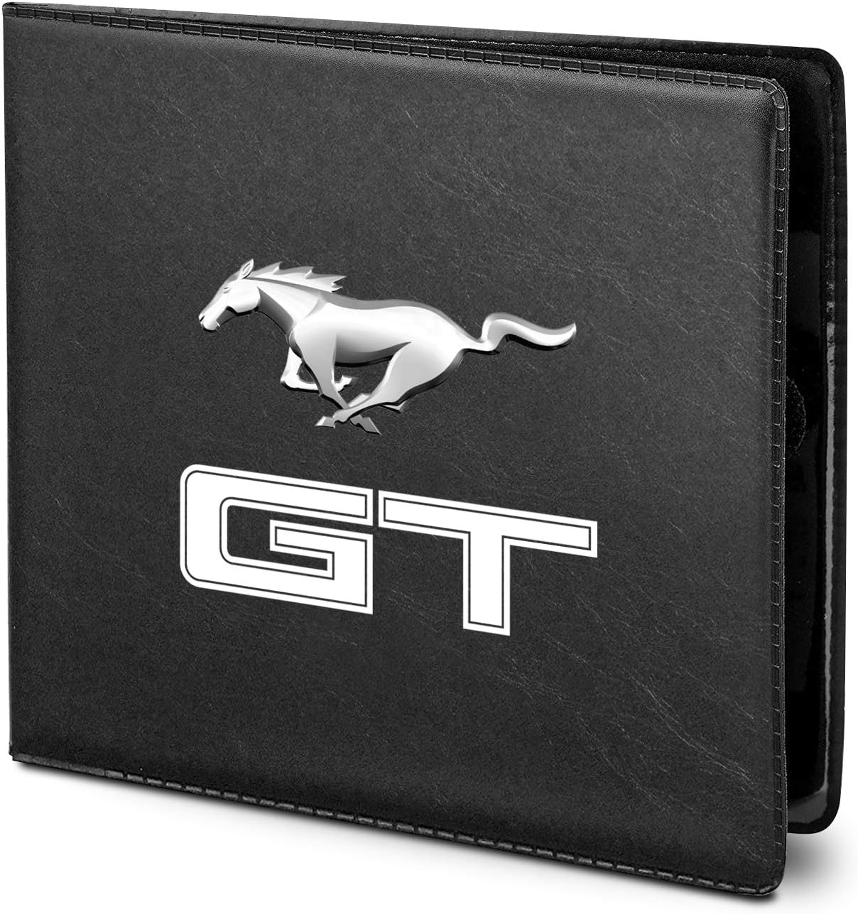 Ford Mustang Fahrzeugschein-Etui schwarz mit Running Horse und GT Schriftzug vorne