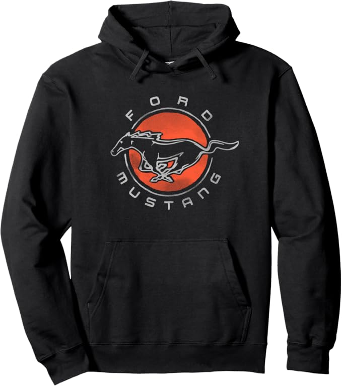 Ford Mustang Hoodie Circle Logo - Schwarz mit Rundem Logo