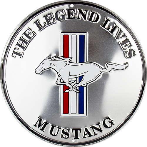 Ford Mustang The Legend Lives Blechschild Aluminium 30cm Durchmesser