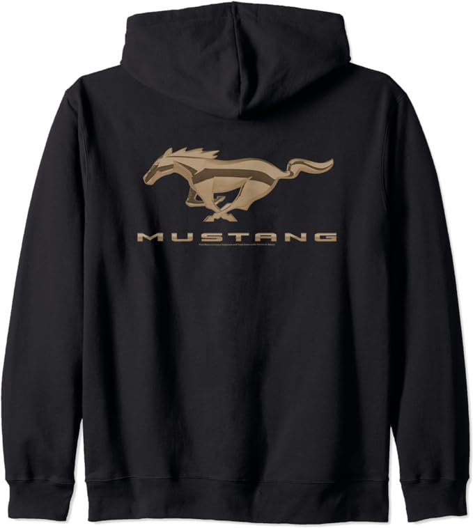 Ford Mustang Hoodie schwarz mit goldenem Running Horse