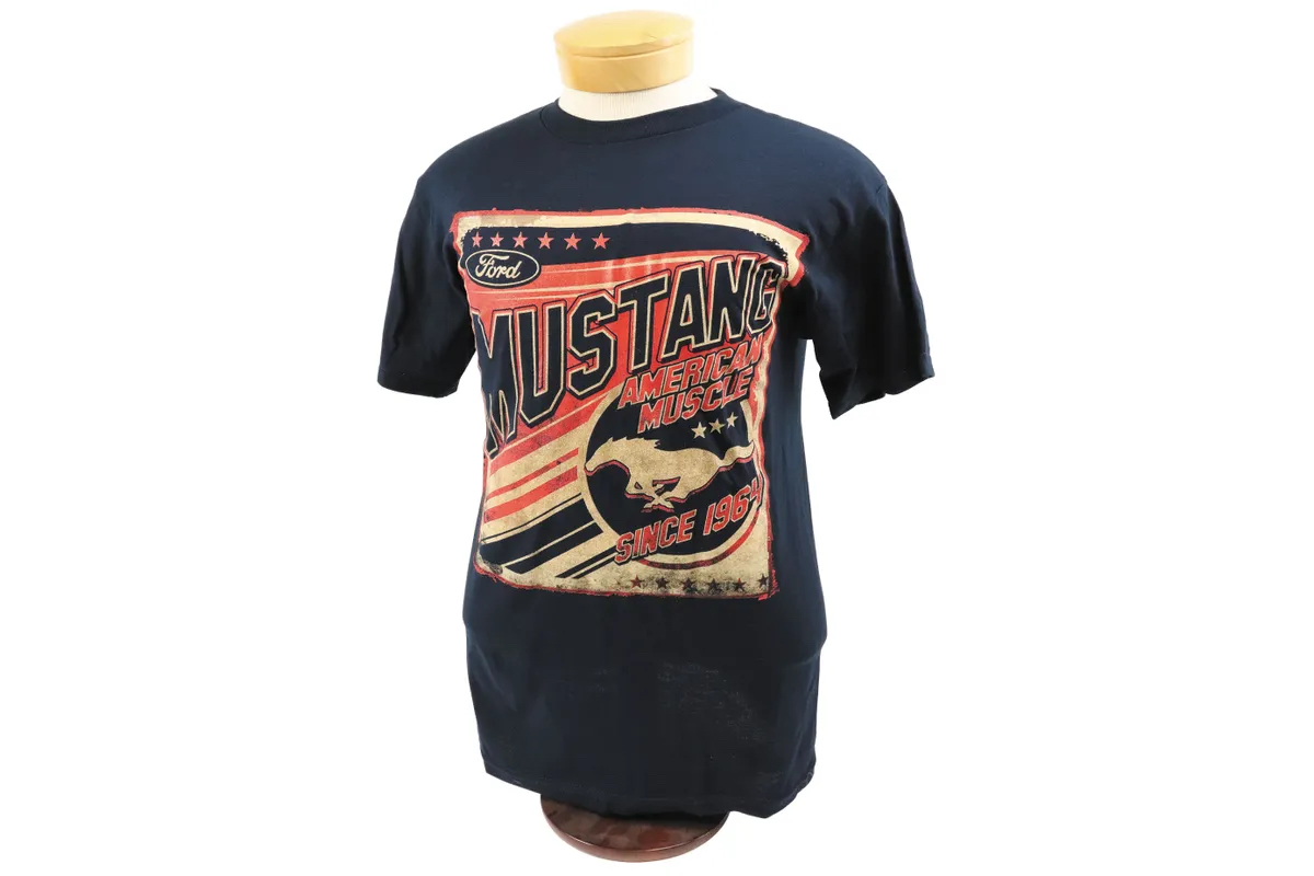 Ford Mustang T-Shirt American Muscle mit Pony Logo, navy