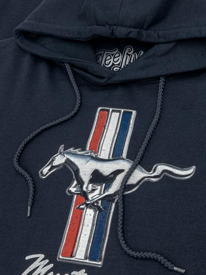 Ford Mustang Hoodie - Navy Blue Hooded Ford Sweatshirt mit Tri-Bar Pony vorne