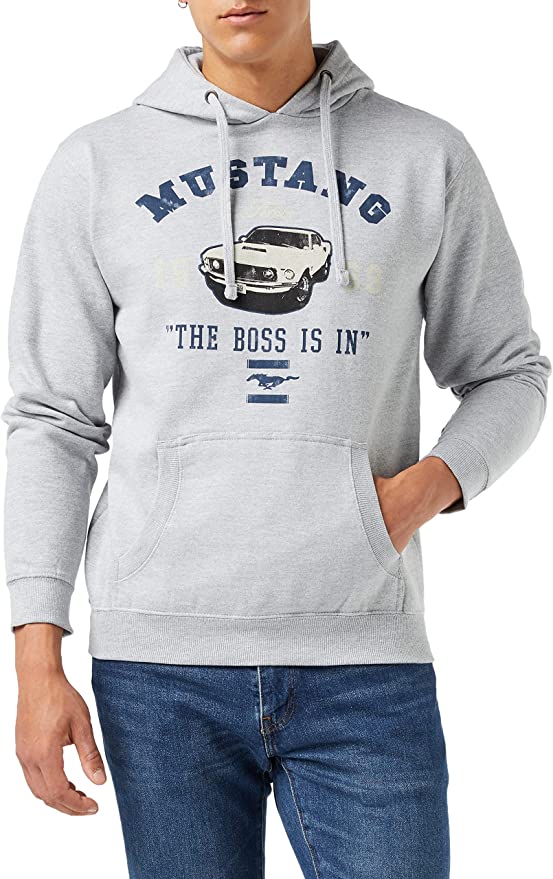 Ford Mustang The Boss is in Hoodie Grau mit blauer Schrift
