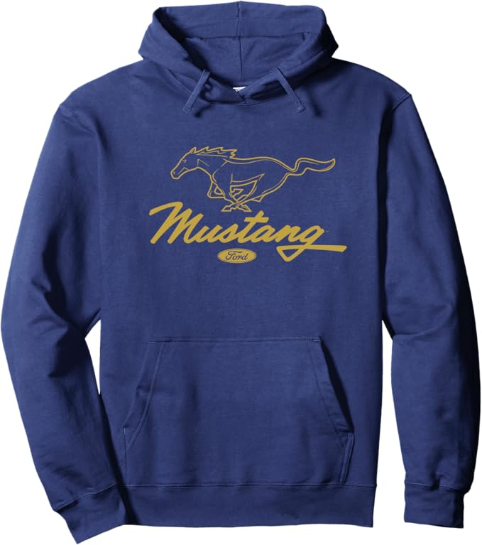 Ford Mustang Hoodie - Pony Script Logo - navy / gold