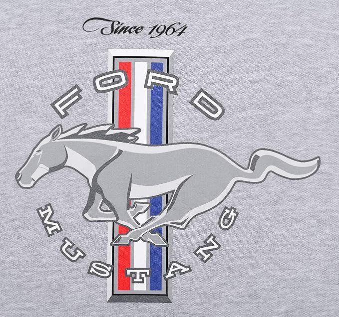 Ford Mustang Classic Tri-Bar Pony Emblem Pullover - Heather Gray Hoodie