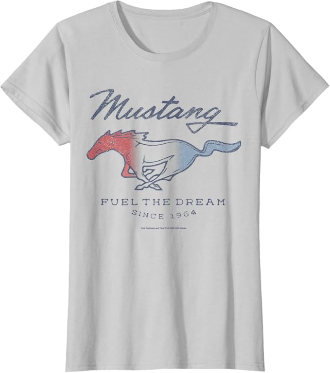 Ford Mustang Ladies T-Shirt Fuel The Dream - silber