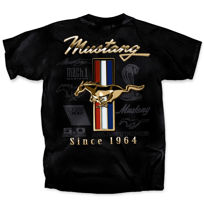 T-Shirt 1964 Mustang Emblem Black Gold