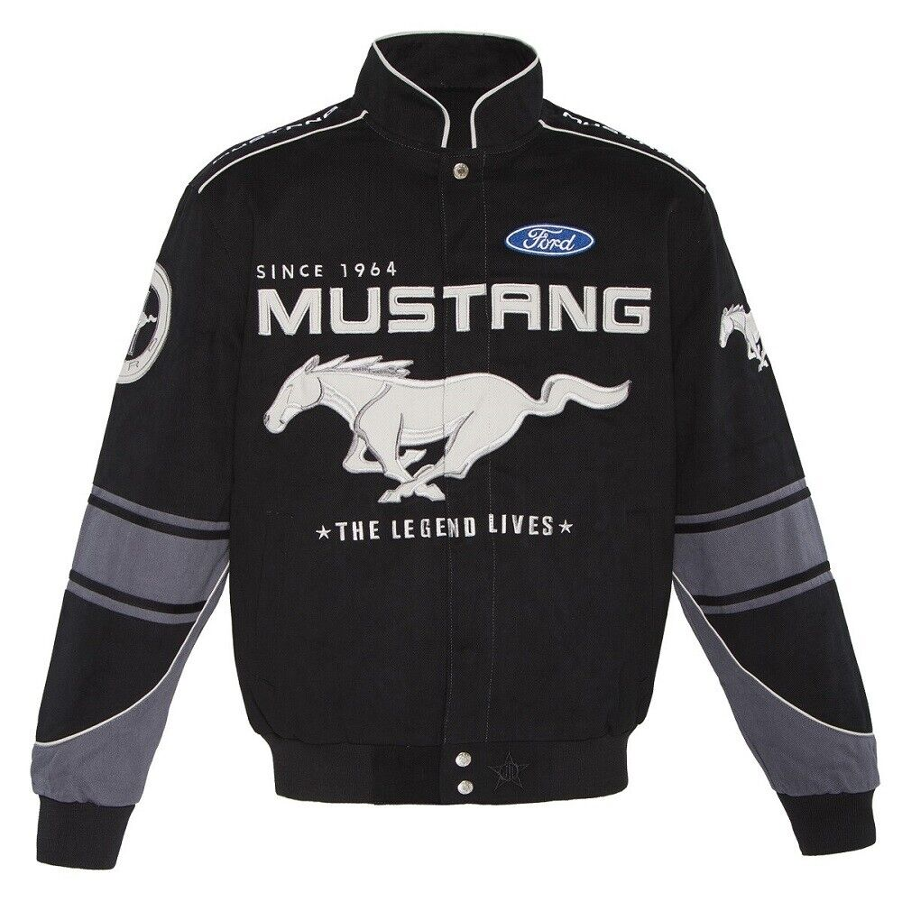 Ford Mustang Jacke - Bestickte Twill Jacke mit großen Running Horse vorne