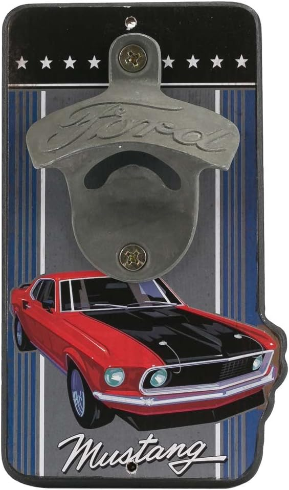 Ford Mustang Wand-Flaschenöffner aus Holz und Metall
