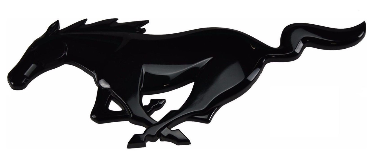 Mustang Emblem Kühlergrill - Running Pony - schwarz glänzend (15-23 GT, EB, V6, GT350)