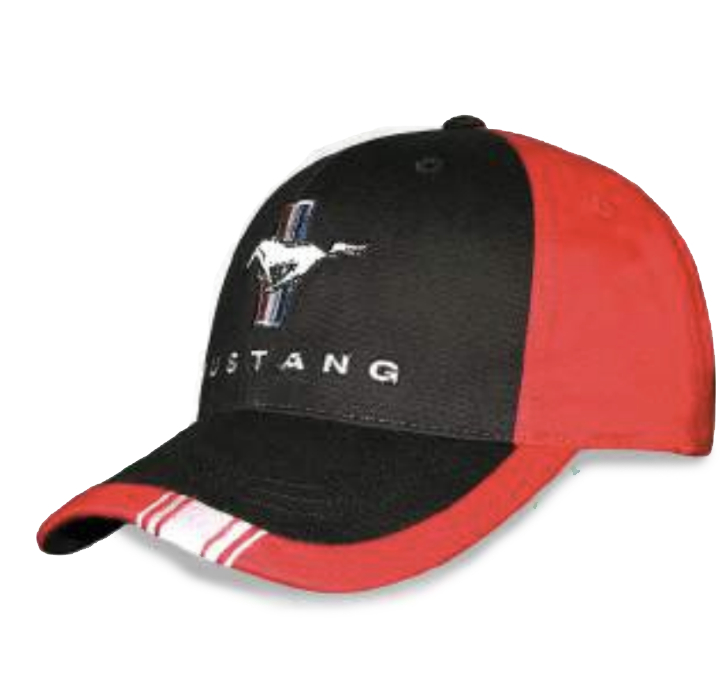 Ford Mustang Baseball Cap rot und schwarz mit Tri-Bar Logo