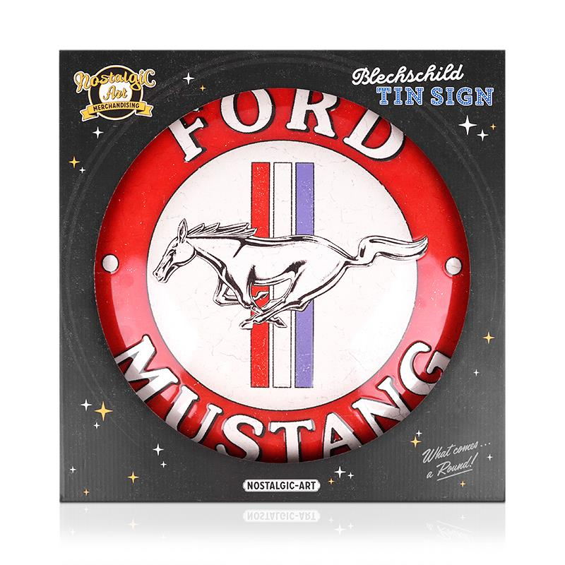 Ford Mustang Blechschild 3 Stripes Red ⌀35 cm