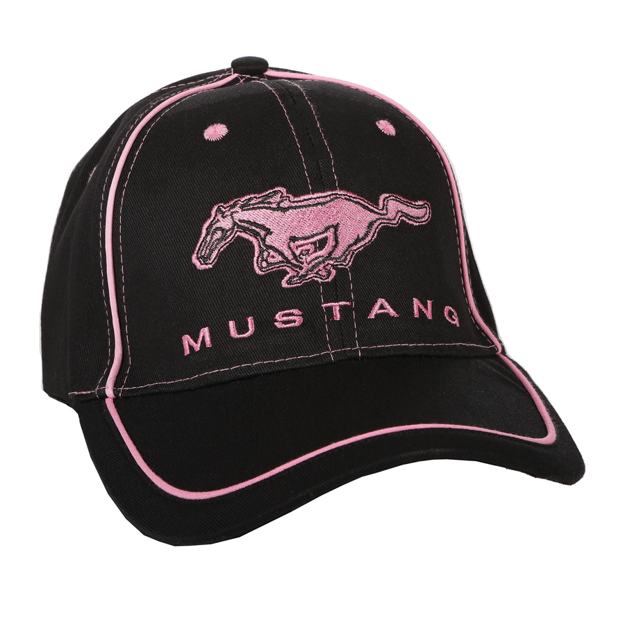 Ford Mustang Baseball-Cap schwarz mit pinkem Running Horse Logo