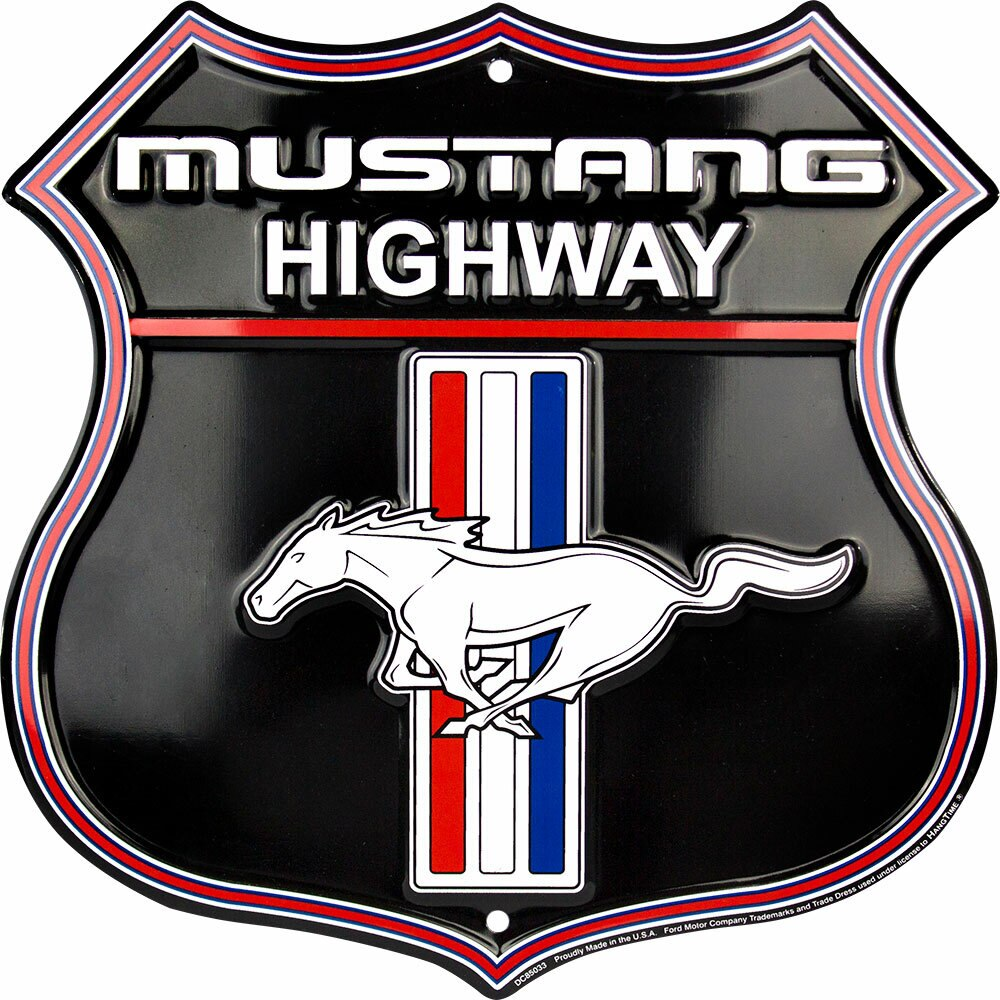 Ford Mustang Highway Blechschild schwarz rot