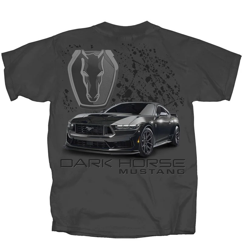 Ford Mustang T-Shirt Dark Horse grau mit schwarzer Schrift