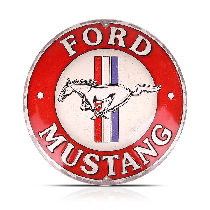 Ford Mustang Blechschild 3 Stripes Red ⌀35 cm