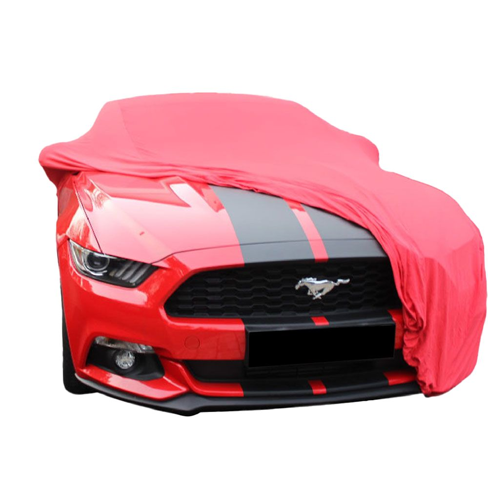 Schutzabdeckung für Ford Mustang 6 Indoor rot mit Tri-Bar Pony