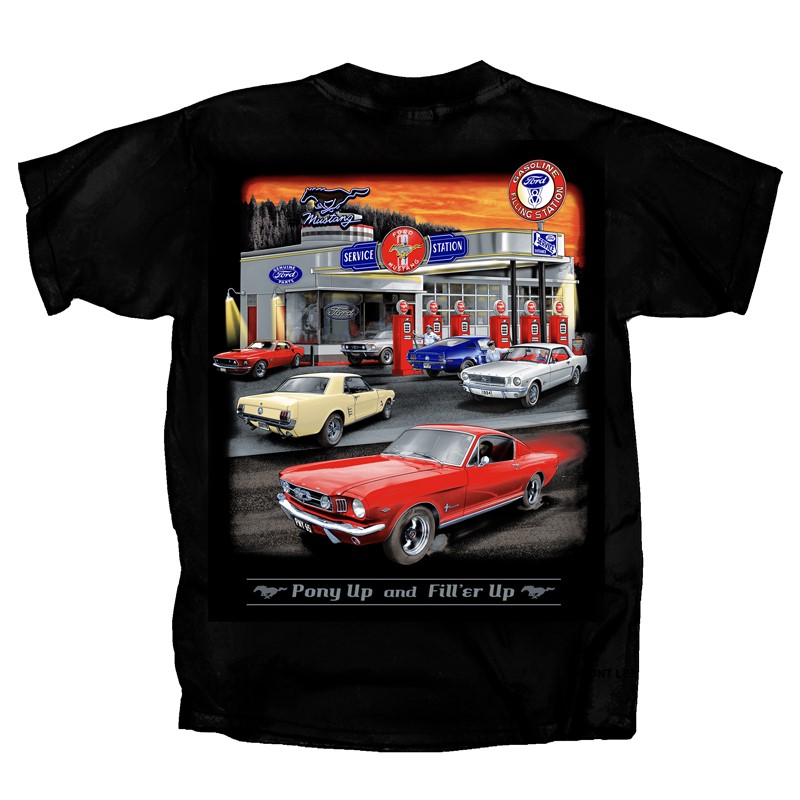 T-Shirt Mustang Sunset Service Station Black